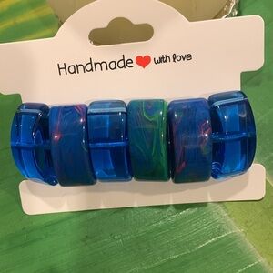 Handmade Blue  Stretch Bracelet 6”